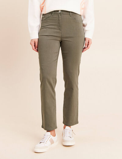 Pantalon magique Le L&eacute;ger coupe droite vert kaki femme
