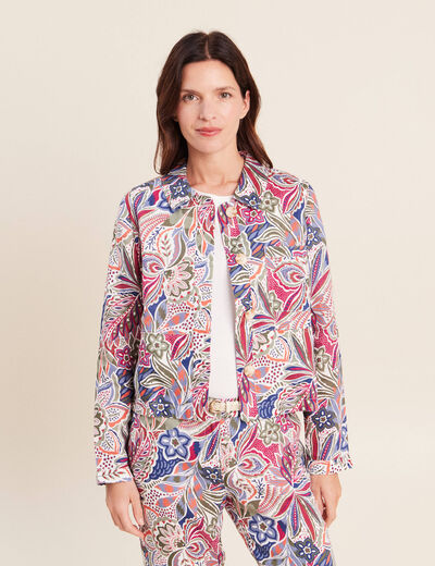 Veste courte droite manches longues mauve femme