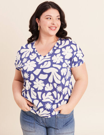T-shirt manches courtes bleu femme