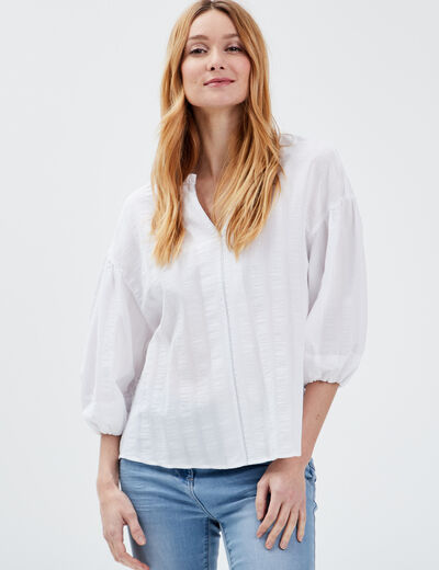 Blouse manches 3/4 ecru femme
