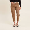 Pantalon coupe droite à coulisse taupe femme