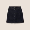 Jupe courte trap&egrave;ze en jean denim brut femme
