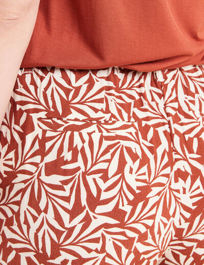 Pantalon large taille haute orange femme