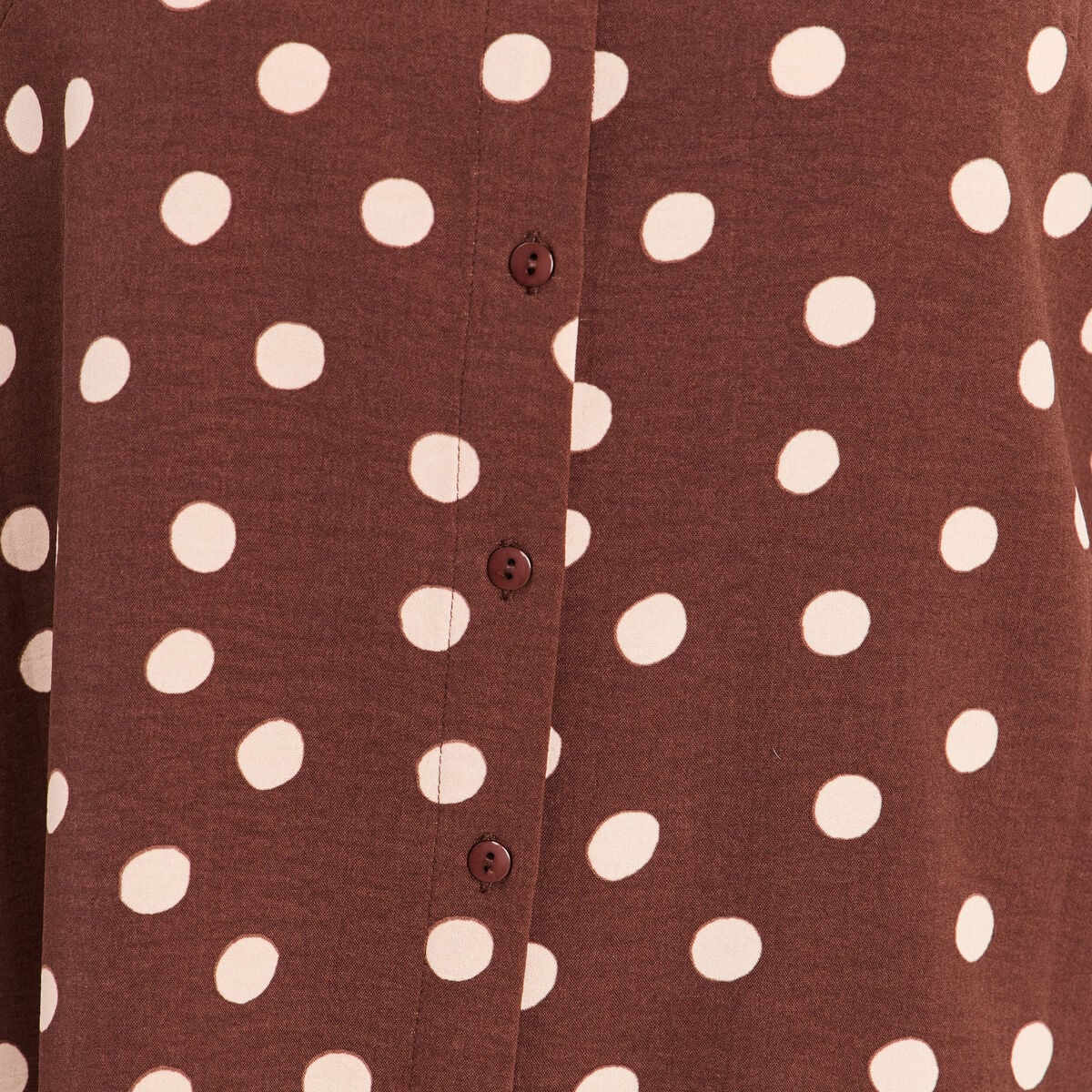 Chemise fluide manches longues marron femme