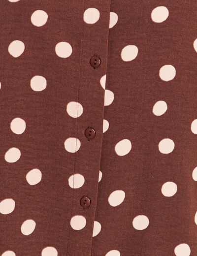 Chemise fluide manches longues marron femme