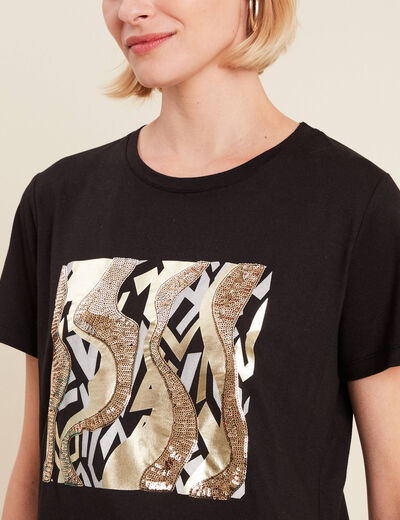 T-shirt manches courtes noir femme