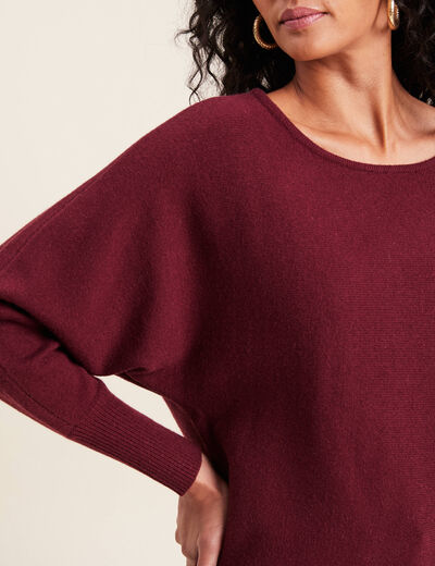 Pull manches longues bordeaux femme