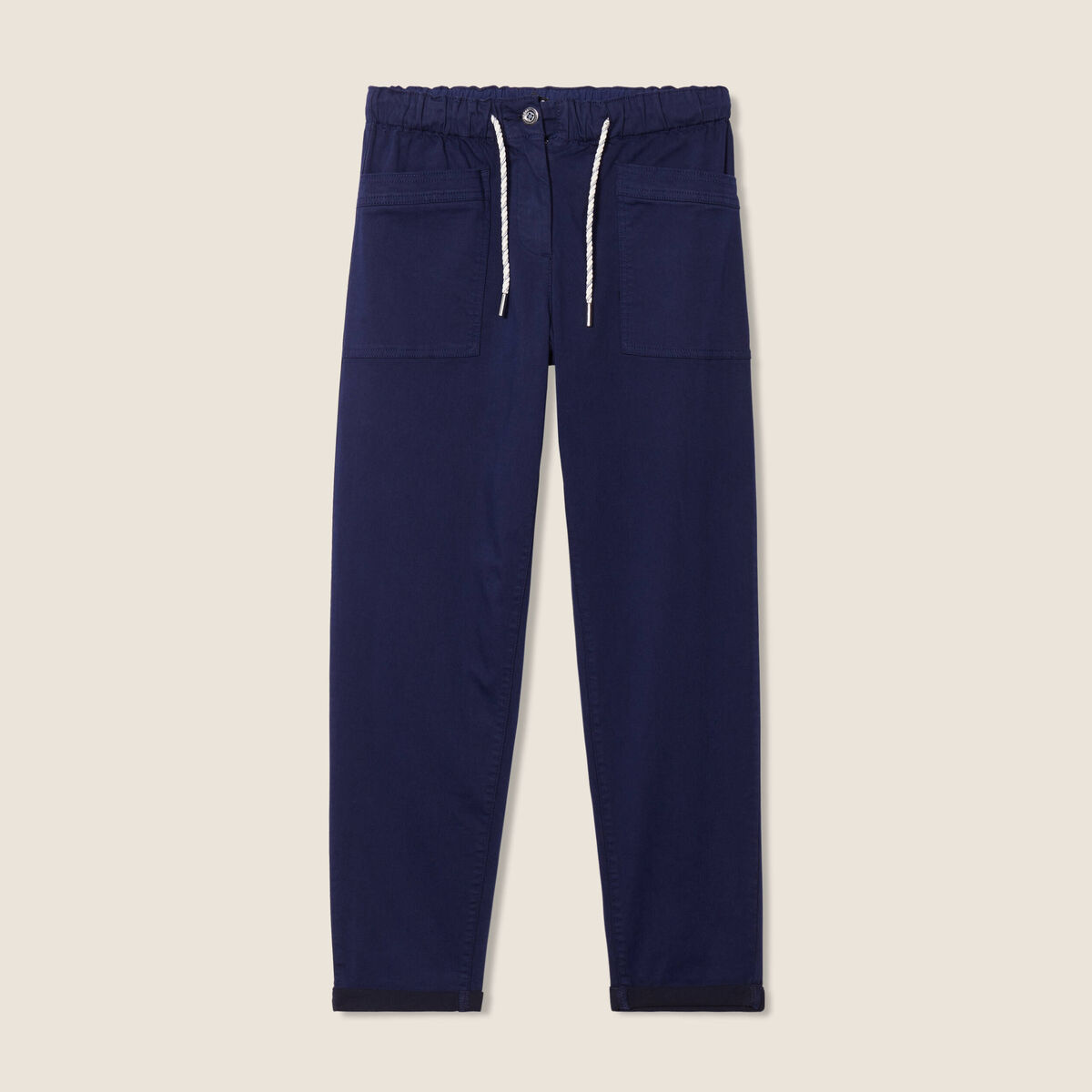 Pantalon coupe mom 7/8&egrave;me bleu marine femme