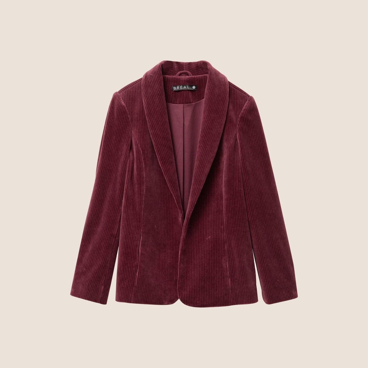 Veste tailleur velours bordeaux femme