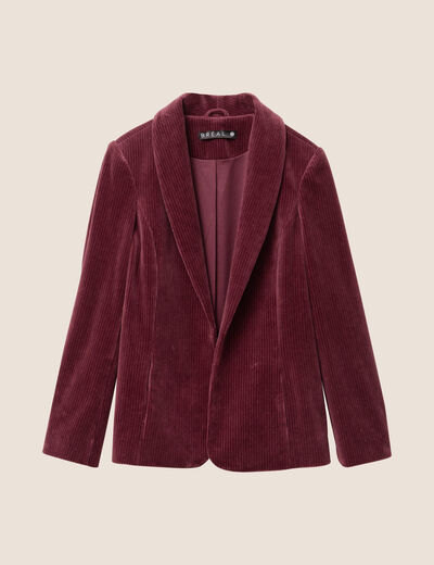 Veste tailleur velours bordeaux femme