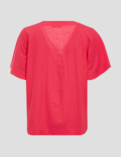 Blouse manches courtes rose fushia femme