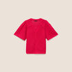 Pull ajour&eacute; col v manches courtes rose fushia femme
