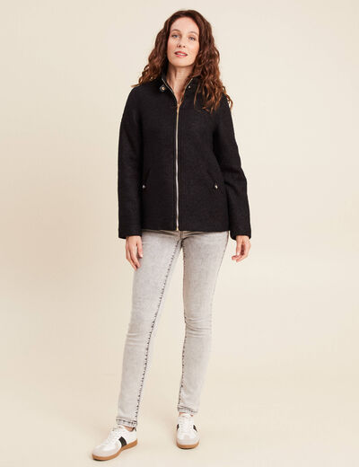 Manteau doubl&eacute; avec capuche noir femme