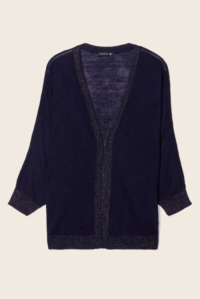 Gilet manches 3/4 bleu marine femme