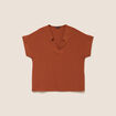Blouse fluide manches courtes marron fonc&eacute; femme