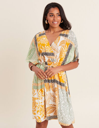 Robe imprimée jaune femme