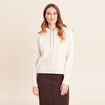 Sweat droit long &agrave; capuche ecru femme