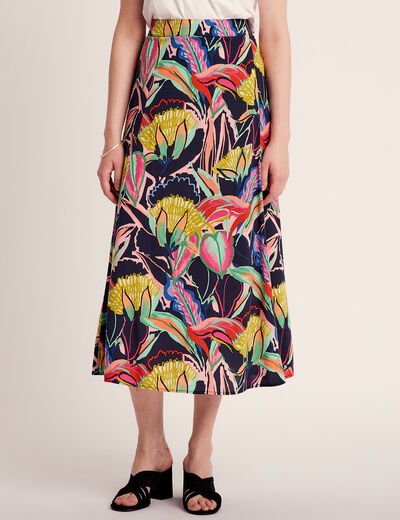Jupe longue évasée multicolore femme