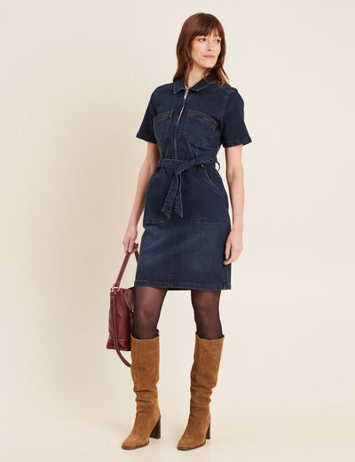 Robe ajustée en jean denim brut femme