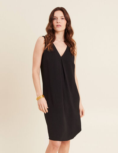 Robe fluide manches courtes noir femme