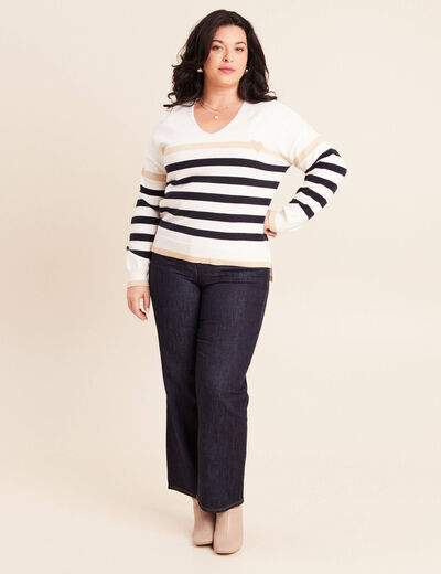 Pull manches longues blanc femme