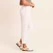 Pantalon large 7/8&egrave;me taille bascul&eacute;e beige femme