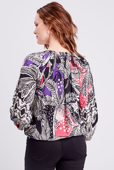 Blouse manches 3/4 rose fushia femme