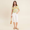 Pantacourt droit 5 poches blanc femme