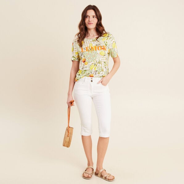 pantacourt droit 5 poches blanc femme Pantacourt droit 5 poches blanc femme