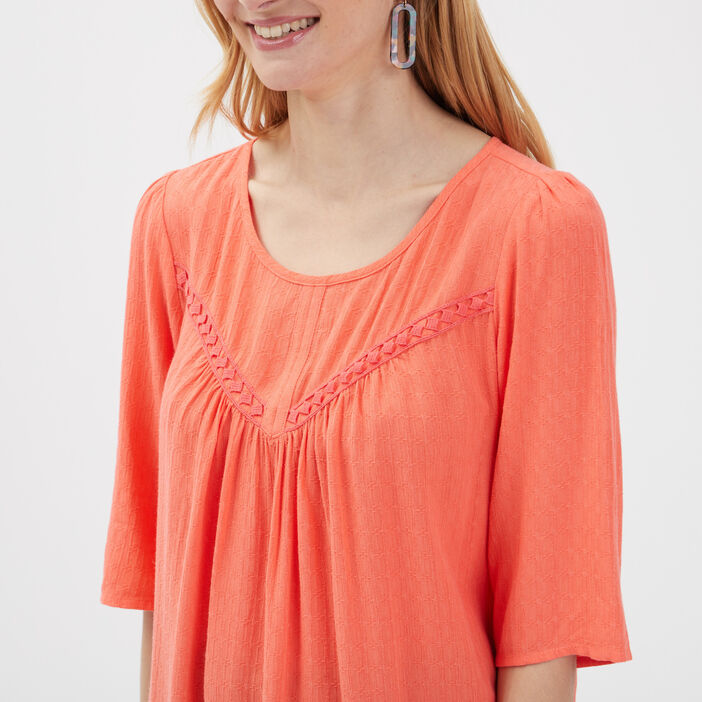 Blouse manches 3/4 orange clair femme