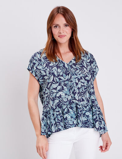 Blouse manches courtes bleu marine femme
