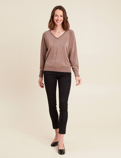 Pull manches longues couleur cuivre femme