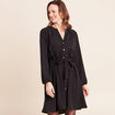 Robe courte col tunisien &agrave; paillettes noir femme