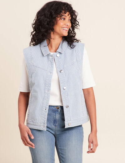 Veste sans manches en jean bleu femme