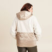Manteau laine mouton à capuche ecru femme