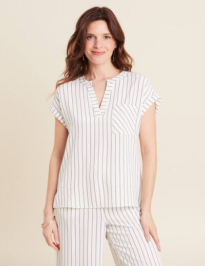 Blouse fluide manches courtes gris foncé femme