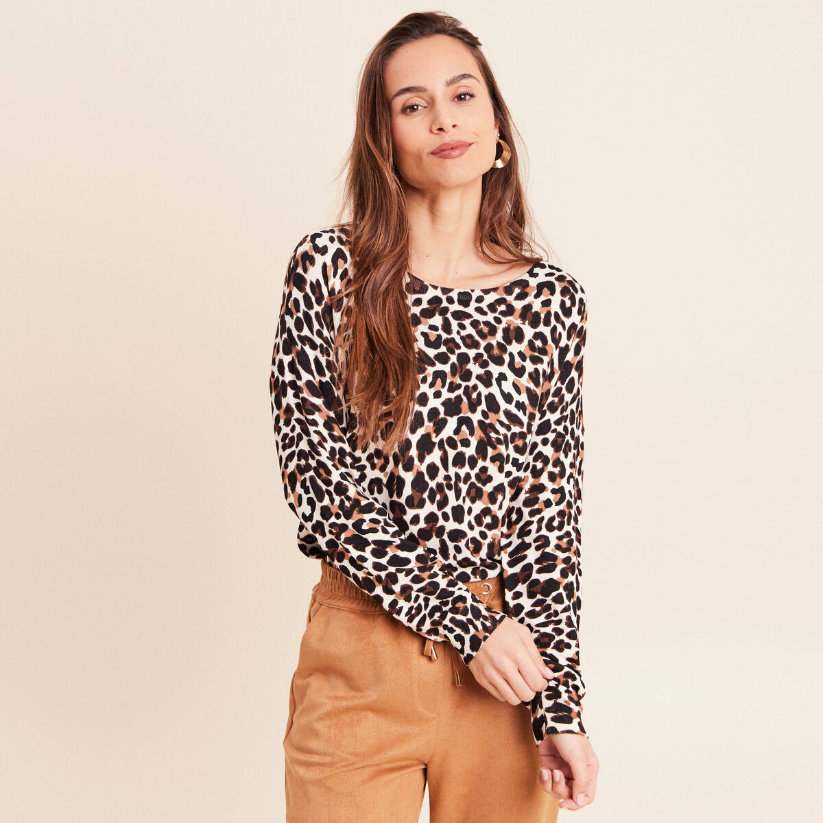 Pull manches longues bleu gris femme