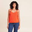 D&eacute;bardeur droit court col rond orange fonc&eacute; femme