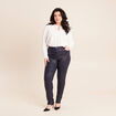 Pantalon iris&eacute; en similicuir bleu fonc&eacute; femme