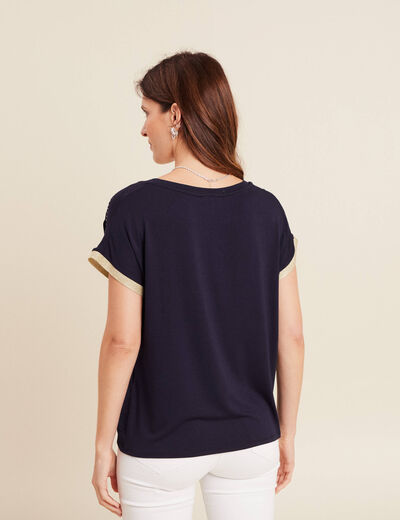 T-shirt maille légère manches courtes noir femme