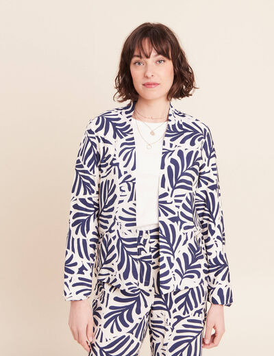 Veste manches longues doubl&eacute;e blanc femme