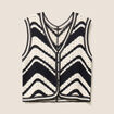 Gilet court droit col v en coton noir femme