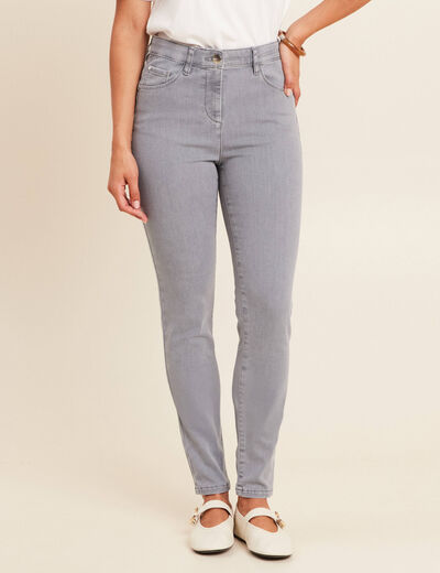 Jean magique L'Unique coupe ajust&eacute;e denim gris femme