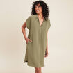 Robe droite col en V vert kaki femme