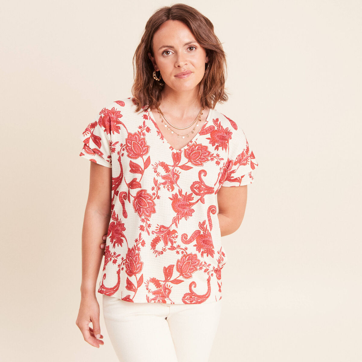 T-shirt manches courtes rose femme