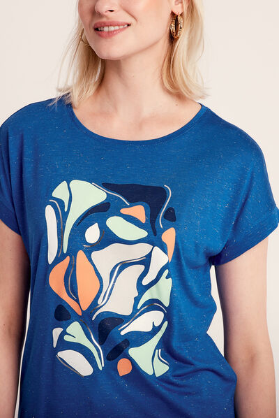 T-shirt manches courtes bleu electrique femme