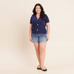 T-shirt col v manches courtes bleu marine femme