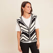 Gilet court droit col v en coton noir femme