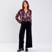 Pantalon large velours noir femme