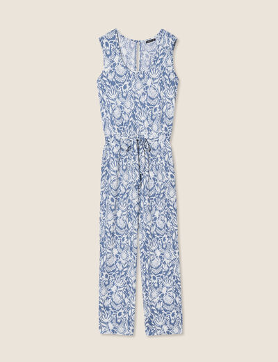 Combinaison pantalon droite bleu femme